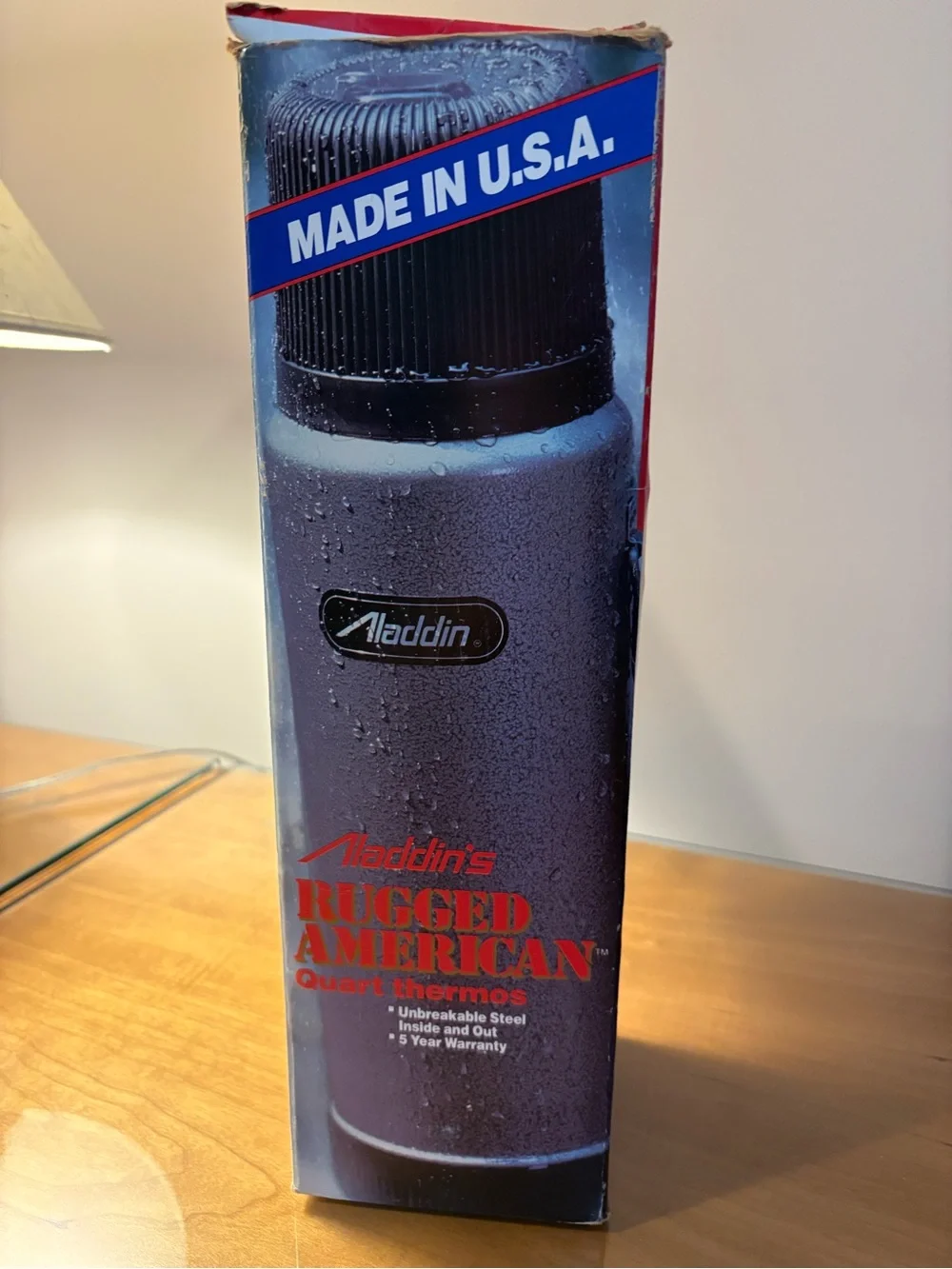 Aladdin Rugged American Steel Vacuum Thermos - Gray/Black 1 quart New